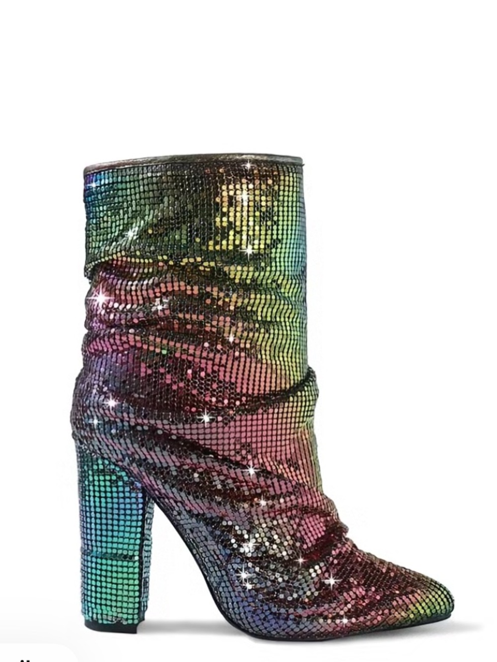 Iridescent Multi-Color Sequin Ankle Boot
